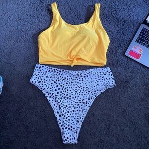 Dalmatian Knot High Wasted Bikini Swimsuit